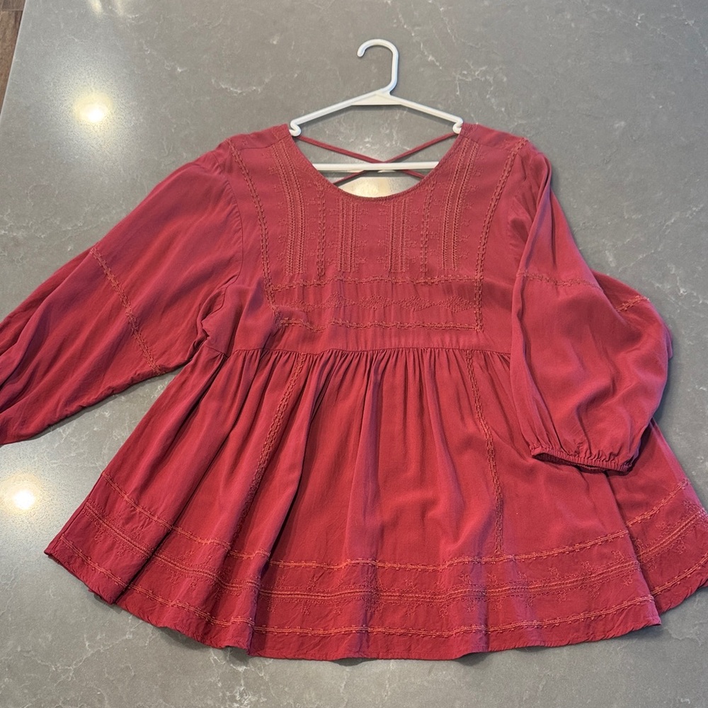 Altar'd State Burgundy Peasant Blouse